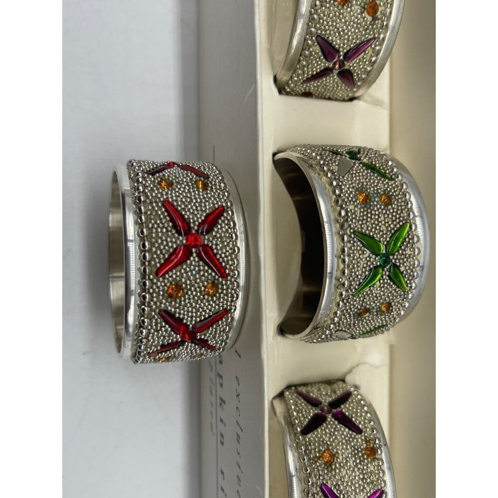 Piet A1 Exclusive Vintage Jeweled Napkin Plated Napkin Rings NEW